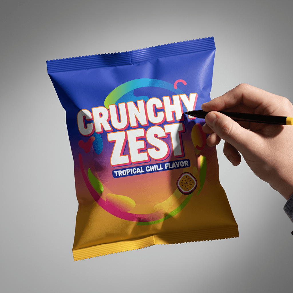 Mockup of branded packaging and promotional products arranged in a studio